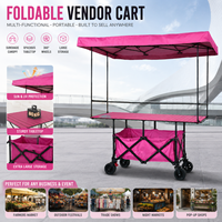 Chariot de camping pliable personnalisable avec table de présentation, auvent pare-soleil, chariot utilitaire à quatre roues pour l'extérieur