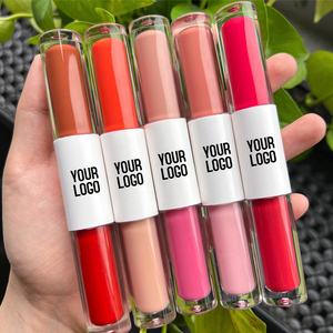 Nuovi tubi di buona qualità due lati trucco lucidalabbra Private Label rendere il vostro duraturo 2 In 1 rossetto e lucidalabbra - Product Image 2