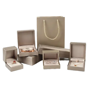 <b>Champagne</b> Gray Jewelry <b>Box</b> Set with <b>Gift</b> Bag, Luxury Ring Necklace Bracelet Storage <b>Box</b> Premium Jewelry Packaging <b>Box</b> - Product Image 4