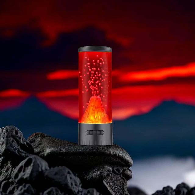 Tsinye Realistic Volcanic Eruption Lava Lamp Relaxing Night Light for Kids Adults Middle Sized Table Lamp for Home Office Decor