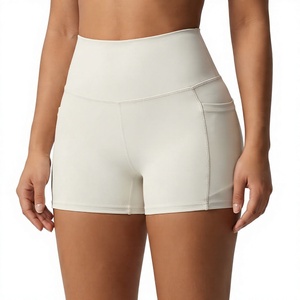 Women's High Waisted Seamless <b>Bike</b> Shorts With <b>Pockets</b> Solid Color Yoga Workout Fitness Running Shorts - Product Image 5