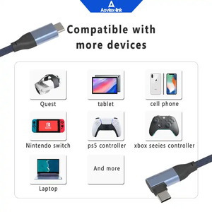 Cable USB <span class=keywords><strong>C</strong></span> en Ángulo Recto de 90 Grados, Tipo <span class=keywords><strong>C</strong></span> Macho <span class=keywords><strong>a</strong></span> Tipo <span class=keywords><strong>C</strong></span> Macho, para VR Oculus Quest Link, USB 3.2 GEN1 5Gbps - Product Image 4