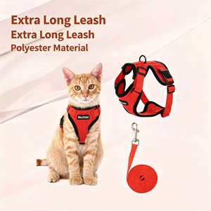 Harnais et laisse anti-évasion pour chat en nylon, taille XS, avec gilet réfléchissant en maille respirante et sangle de poitrine réglable et souple pour la promenade - Product Image 2