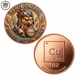 Moneda de cobre puro 999 de 1 onza personalizada al por mayor, diseño de Piloto Gallo Enemigo con Botón de Siesta de Patrulla del Amanecer, Moneda Conmemorativa Coleccionable - Product Image 1