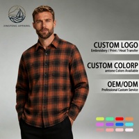 Chemise en flanelle à manches longues pour homme, 100% coton, style safari robuste, logo personnalisé, lavage pigmentaire conventionnel, motif écossais d'hiver