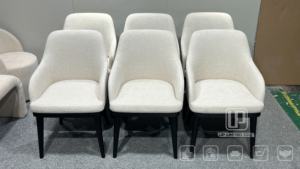 Direct Sale Modern Living Room <b>Dining</b> <b>Chair</b> Solid Wood Construction White Fabric <b>Dining</b> <b>Chair</b> Backrest Fabric Leisure <b>Chair</b> - Product Image 4