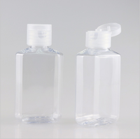 Bouteille octogonale vide en PET de 60 ml avec bouchon à vis pour savon liquide et désinfectant pour les mains, utilisation en voyage, récipient rechargeable