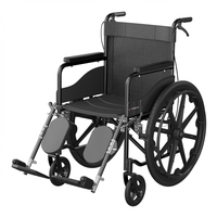 Fauteuil roulant confortable avec repose-pieds réglable et siège respirant en Oxford, cadre en acier noir avec pneus solides et double freinage pour personnes handicapées