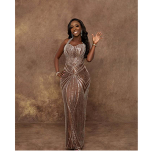 Exquisito Vestido de Novia Somalí Dirac, Bordado a Mano, Ecológico, Ligero, Corte Entallado, Elegancia Nupcial, Seda Africana Tradicional - Product Image 3