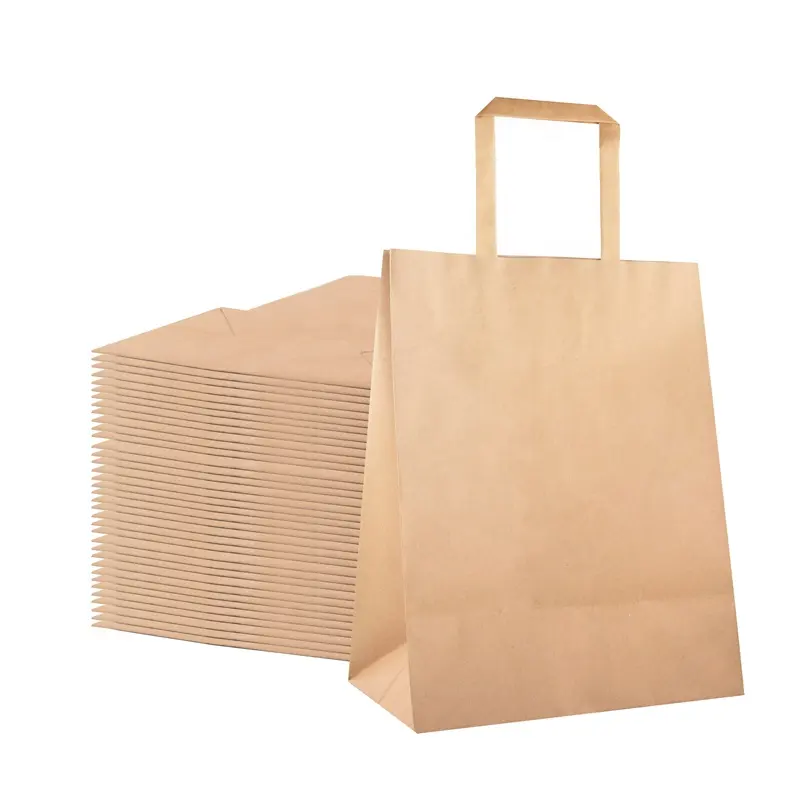 Großhandel benutzerdefiniertes Logo umweltfreundlicher brauner Einkauf-Kraftpapiertüte für Geschenke Verpackung für Geschenke