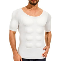 Camiseta Moldeadora de Músculos Simulados para Hombre, Camiseta Invisible con Efecto de Abdominales, Ajuste Delgado, Control de Abdomen, Manga Corta, Camiseta Base Diaria para Hombre