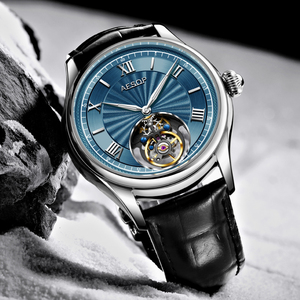 นาฬิกา AESOP Flying Tourbillon สำหรับผู้ชาย ระบบ Skeleton Tourbillon กลไกจักรกล นาฬิกาข้อมือผู้ชาย กระจกแซฟไฟร์ รุ่น 7041 แบบดรอปชิปปิ้ง - Product Image 4