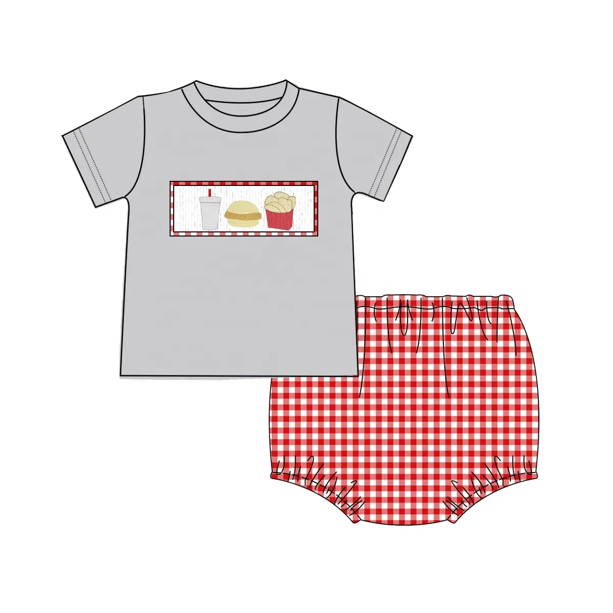 Puresun benutzer definierte Frühling Kinder Kleidung Lebensmittel Stickerei Junge Outfit gekleidet Kinder Kleidung für Baby
