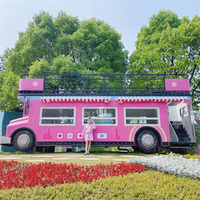 Camion de restauration mobile en forme de bus à deux étages de l'ancienne remorque de nourriture de pizza de collation kiosque de chariot de restauration de café de crème glacée