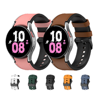 Bracelet en Silicone + cuir pour Samsung Galaxy Watch 5 Pro Watch 4 Classic Metal Black Buckle