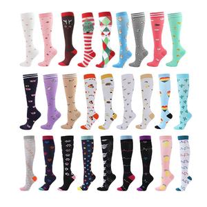 Calcetines deportivos comprimidos Patrón estampado <span class=keywords><strong>El</strong></span>ástico Fitness Correr Calcetines de pantorrilla para hombres y mujeres - Product Image 1