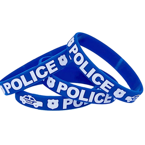 <span class=keywords><strong>Pulseras</strong></span> de Goma con Estampado de Dibujos Animados de Coche de Policía para Niños, Eventos Infantiles, Pulsera Ecológica - Product Image 1