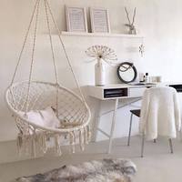 Fauteuil suspendu d'extérieur pour patio, chaise panier d'intérieur pour balcon, chaise hamac tressée à pompons