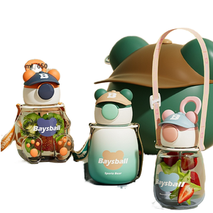 Botella de Agua de Lujo con Forma de Animal Adorable 2026, Venta al por Mayor, Vaso Infantil con Logotipo Personalizado, Tapa con Gorra de Béisbol y Correa para el Hombro - Product Image 2