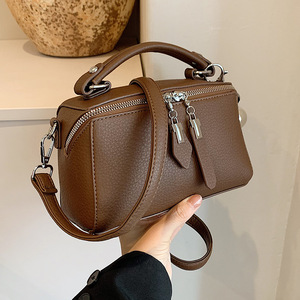 Fashion High Quality Texture Handbag for Women, Vintage Simple Boston Shoulder Crossbody Bag Small <b>Square</b> Bag - Product Image 1