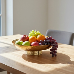 Bol de service rond en métal martelé fait à la main pour la décoration de la cuisine et de la salle à manger à la maison, de qualité supérieure - Product Image 2