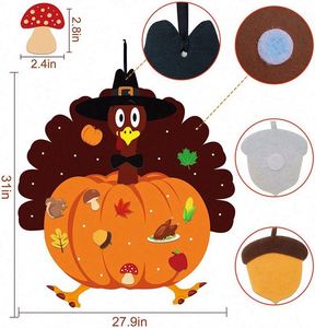 Kit de Manualidades de Fieltro para Otoño y Acción de Gracias - Set DIY de Fieltro de Pavo y Calabaza con 34 Piezas de Hojas de Arce Desmontables, Ardillas y Piñas - Product Image 3