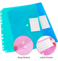 Coloré 11 trous reliure poche PP bouton sac à feuilles mobiles organisateur de fichiers étiquette transparente étanche bureau stockage Document sac