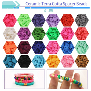 Juego de cuentas de cara de cuentas de arcilla polimérica redondas planas para la fabricación de accesorios de joyería - Product Image 2