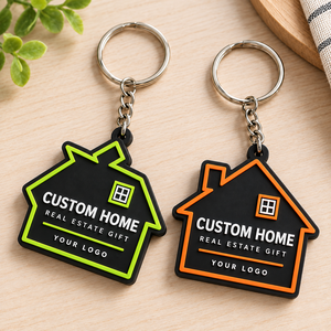 Porte-clés personnalisé en PVC en forme de maison, cadeau promotionnel immobilier, OEM ODM - Product Image 1