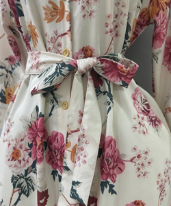 レディース 花柄プリント シャツワンピース ボタンフロント カジュアル ナチュラル ミディドレス 春夏 デイリーウェア ファッション 花柄ドレス - Product Image 6