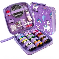 Kit de couture portable mini carré imprimé alpaga violet DIY pour enfants et adultes, idéal pour les voyages, cadeau fête des Mères