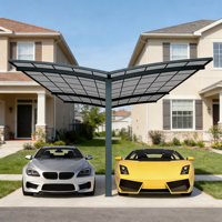 Abri de stationnement moderne en aluminium avec toit en polycarbonate, design pliable et portable, durable et résistant aux UV