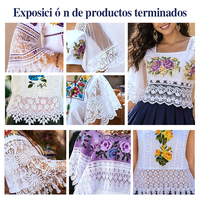 Dentelle florale européenne large à festons, blanc optique, ajourée, pour ourlets de vêtements, rideaux, fournitures de bricolage faites à la main