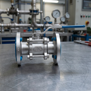 Vanne à boisseau sphérique à bride pleine en acier inoxydable CF8M 3PC, classe 300, à commande par levier, pour le contrôle du gaz et de l'huile - Product Image 1