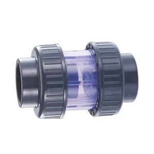 Manual Double Union Check Valve With Spring Ball Transparent PVC Double Union Check Valve