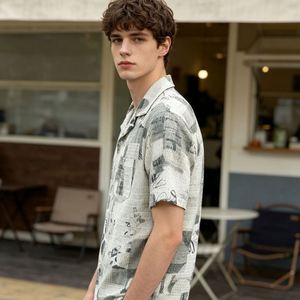 Camisa de punto calado para hombre con estampado digital, camisa formal de algodón con botones personalizados y cuello calado, camisas de vestir para hombre - Product Image 5