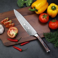 8 pouces Allemagne royal luxe couteaux boîte-cadeau, Poignée En Bois en Acier Inoxydable Cuisine Couteau de Chef Damas Ensemble Avec Étui
