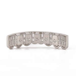 Haute qualité Hip Hop Grillz véritable ensemble de dents électrolytiques huit dents pleine Zircon Hip Hop prothèses dentaires bijoux de mode - Product Image 2