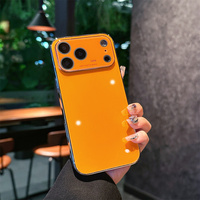 NOUVEAU Coque de téléphone en verre brillant pour iPhone 17 Air 16 Plus 15 14 13 12 Pro Max, protection de l'objectif de l'appareil photo, antichoc, coque rigide