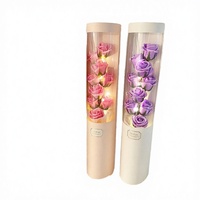 Boîte de présentation ronde rigide recyclable pour fleurs avec lamination mate, doublure en éponge, carton personnalisé, logo, fermeture magnétique et fenêtre