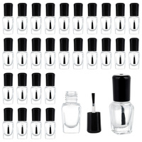 Vente en gros de flacons de vernis à ongles en verre transparent ronds de 5 ml, 10 ml, 15 ml pour vernis gel UV avec impression sérigraphique et bouchon rond