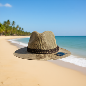 Chapeau de paille pour homme Eb, 14 pouces, UPF 50, protection solaire anti-UV, chapeau de plage pour adultes, coupe standard avec décoration en ruban - Product Image 2