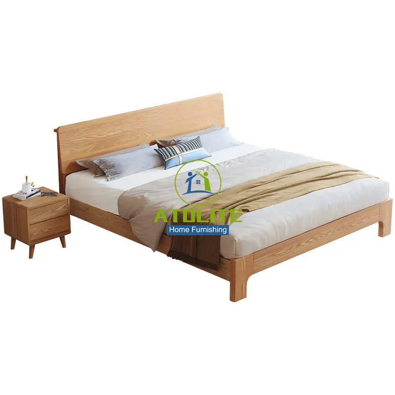 Mobilier de chambre à coucher en bois lit king size en bois lit double lit simple en bois massif