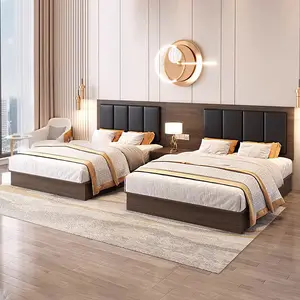 Pabrik langsung menyesuaikan furnitur hotel desain modern tempat tidur kayu hotel perabotan kamar tidur set