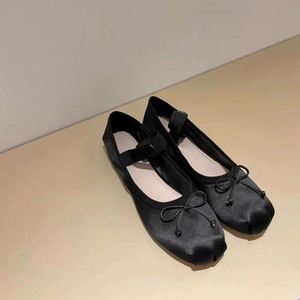 Zapatos Planos Retro de Ballet para Mujer Miu, con Punta de Seda, Satén, Lazo y Diseño Mary Jane, de PU, con Plantilla de PU para Aumentar la Altura, para Otoño - Product Image 5