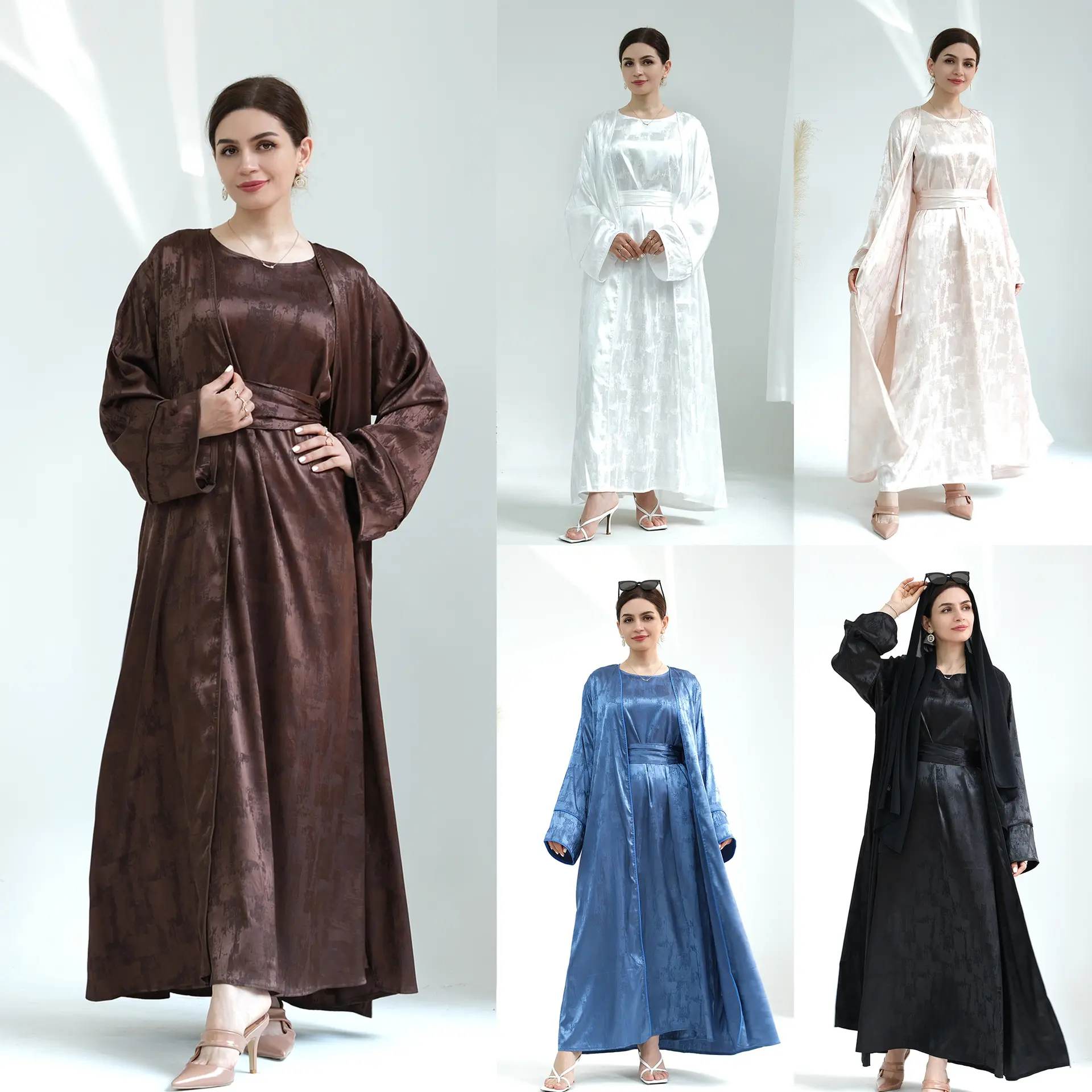 Wholesale Hot Selling Traditional Islamic Clothing 2pcs Set Dubai Abaya Women Muslim Dress Plain Abaya