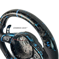 Hellblaues Geschmiedetes Carbon-Faser-Wildleder LED Angepasstes Sport-Lenkrad Geeignet für Perforierten MK6 GOLF JETTA