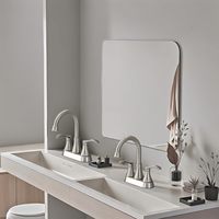 Robinet de lavabo contemporain en alliage de zinc chromé brossé, à double poignée, 2 trous, avec capteur tactile et cartouche céramique