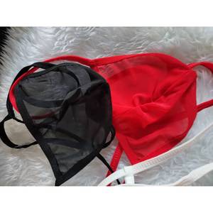 Sous-vêtements pour hommes sexy en maille, string en U, taille basse, respirant, rouge, en polyester - Product Image 5