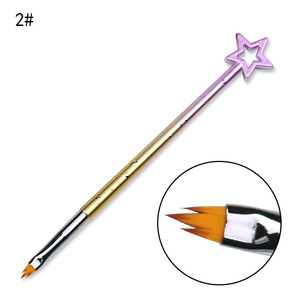 Star Handle Nylon Nail Art Brush <b>Set</b> Flat Liner <b>Crimped</b> Serrated Petal Brushes for Gel Flower Painting - Product Image 3